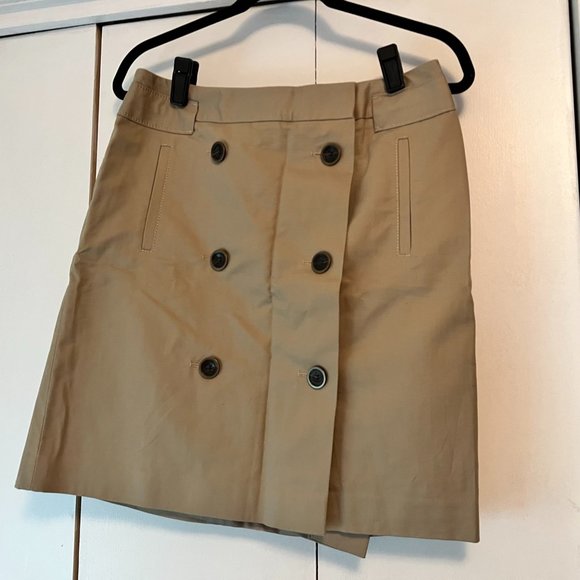 Loft Khaki A-Line Mini Skirt Button Front - 6 - Picture 2 of 4